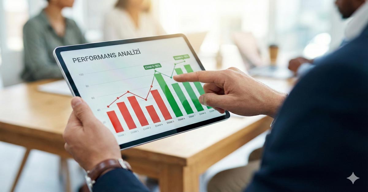 MOXO testi sonuçlarını ve performans grafiklerini inceleyen eğitim koçu.